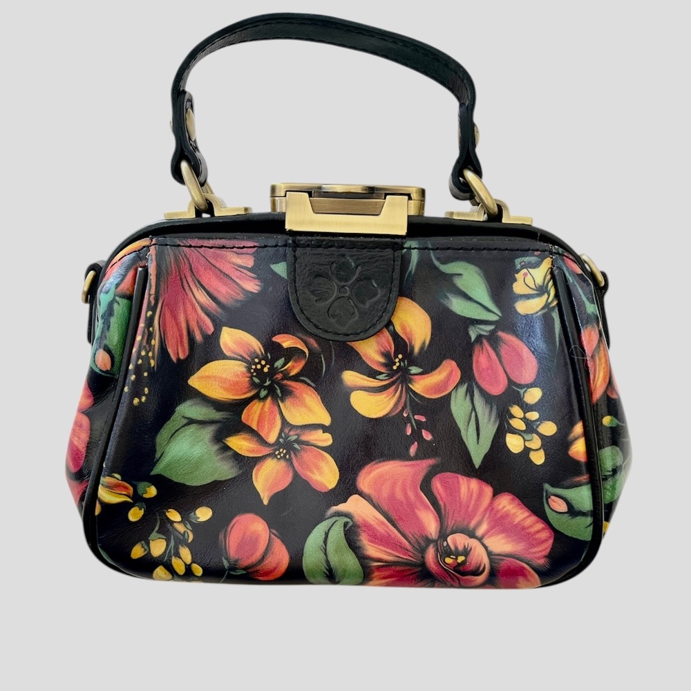 Patricia Nash black leather floral purse - excellent condition!